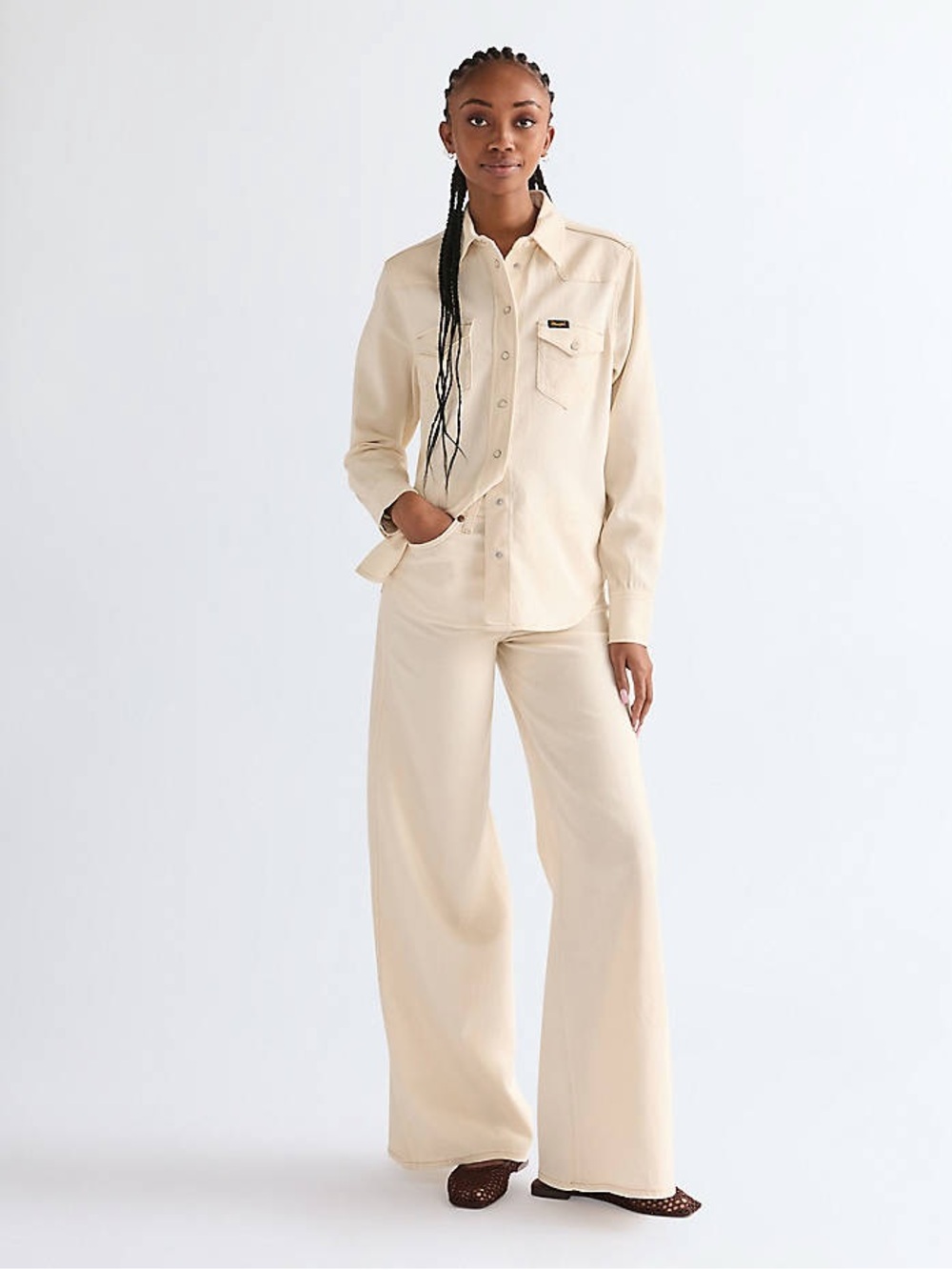 New Wrangler Staud The Loose Denim Pants Cream Size 24x32